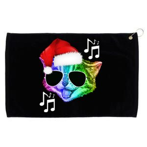 Funny Colorful Rainbow Dj Music Kitty Cat Santa Christmas Gift Grommeted Golf Towel