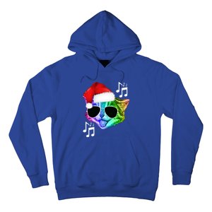 Funny Colorful Rainbow Dj Music Kitty Cat Santa Christmas Gift Hoodie