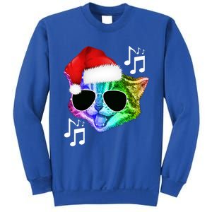 Funny Colorful Rainbow Dj Music Kitty Cat Santa Christmas Gift Sweatshirt