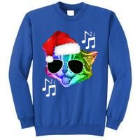 Funny Colorful Rainbow Dj Music Kitty Cat Santa Christmas Gift Sweatshirt