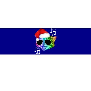 Funny Colorful Rainbow Dj Music Kitty Cat Santa Christmas Gift Bumper Sticker