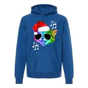 Funny Colorful Rainbow Dj Music Kitty Cat Santa Christmas Gift Premium Hoodie