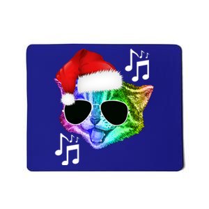 Funny Colorful Rainbow Dj Music Kitty Cat Santa Christmas Gift Mousepad