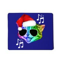 Funny Colorful Rainbow Dj Music Kitty Cat Santa Christmas Gift Mousepad