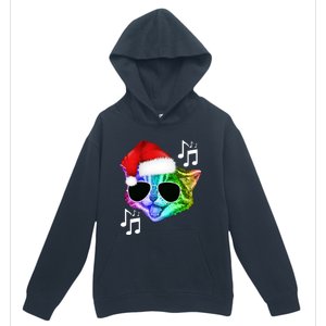 Funny Colorful Rainbow Dj Music Kitty Cat Santa Christmas Gift Urban Pullover Hoodie