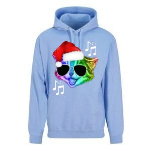 Funny Colorful Rainbow Dj Music Kitty Cat Santa Christmas Gift Unisex Surf Hoodie