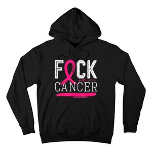 Fuck Cancer Retro Distressed Breast Cancer Awareness Month Hoodie