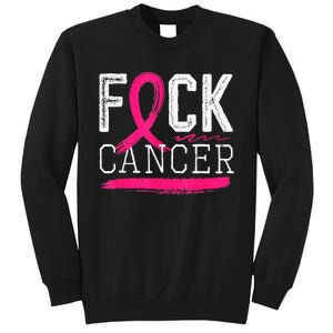 Fuck Cancer Retro Distressed Breast Cancer Awareness Month Sweatshirt