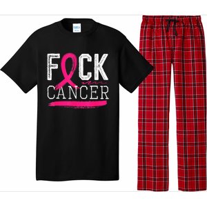 Fuck Cancer Retro Distressed Breast Cancer Awareness Month Pajama Set