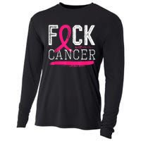 Fuck Cancer Retro Distressed Breast Cancer Awareness Month Cooling Performance Long Sleeve Crew