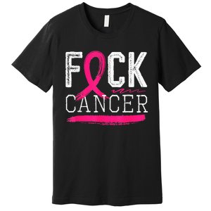 Fuck Cancer Retro Distressed Breast Cancer Awareness Month Premium T-Shirt