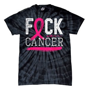 Fuck Cancer Retro Distressed Breast Cancer Awareness Month Tie-Dye T-Shirt