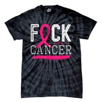 Fuck Cancer Retro Distressed Breast Cancer Awareness Month Tie-Dye T-Shirt