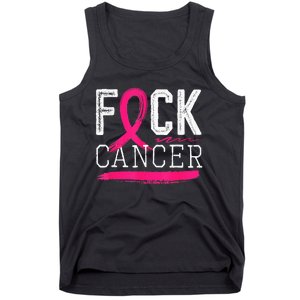 Fuck Cancer Retro Distressed Breast Cancer Awareness Month Tank Top