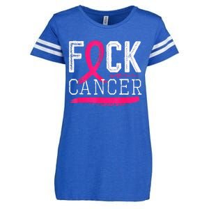 Fuck Cancer Retro Distressed Breast Cancer Awareness Month Enza Ladies Jersey Football T-Shirt