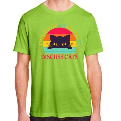 Funny Cute Retro Introverted But Willing To Discuss Cats Adult ChromaSoft Performance T-Shirt