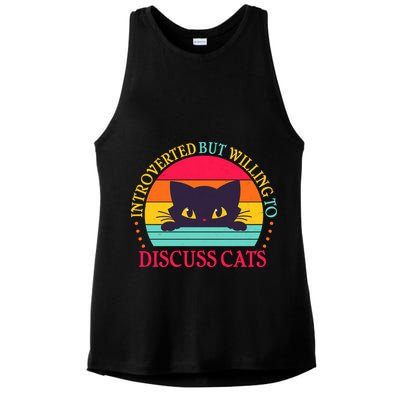 Funny Cute Retro Introverted But Willing To Discuss Cats Ladies PosiCharge Tri-Blend Wicking Tank