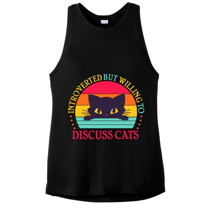Funny Cute Retro Introverted But Willing To Discuss Cats Ladies PosiCharge Tri-Blend Wicking Tank