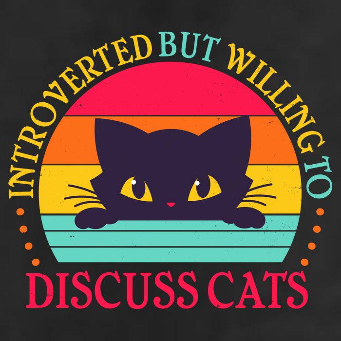 Funny Cute Retro Introverted But Willing To Discuss Cats 7 Panel Mesh Trucker Snapback Hat