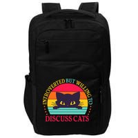 Funny Cute Retro Introverted But Willing To Discuss Cats Impact Tech Backpack