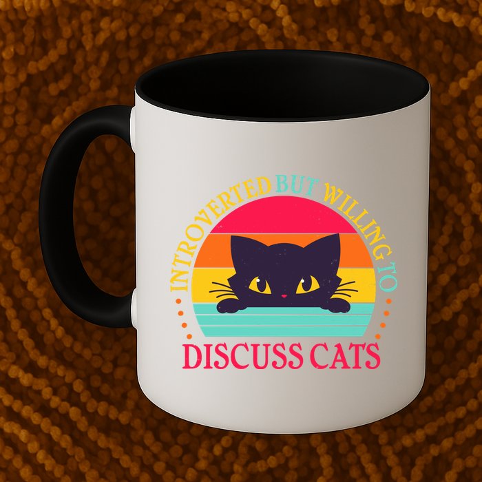 Funny Cute Retro Introverted But Willing To Discuss Cats Mug