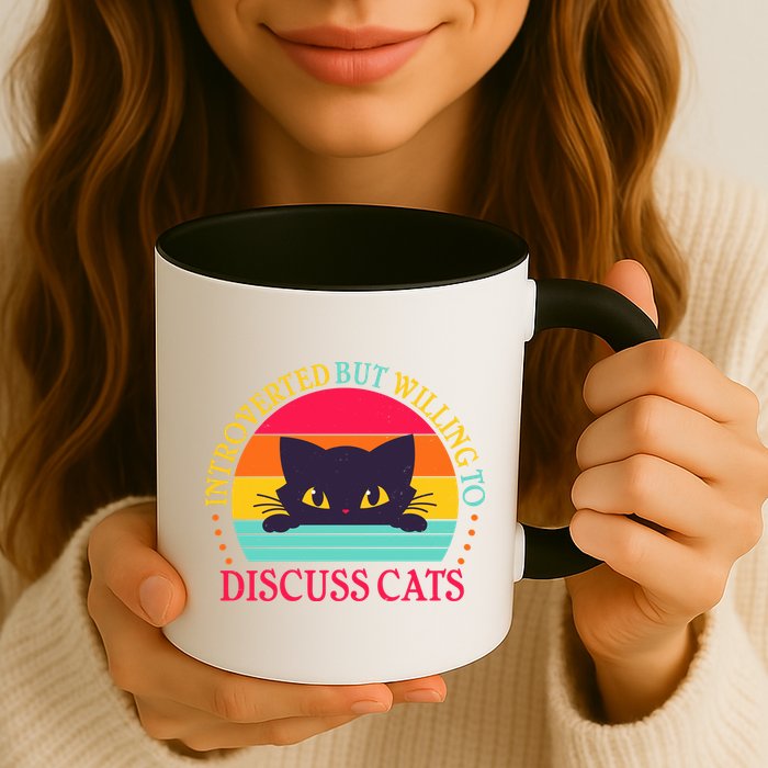 Funny Cute Retro Introverted But Willing To Discuss Cats Mug