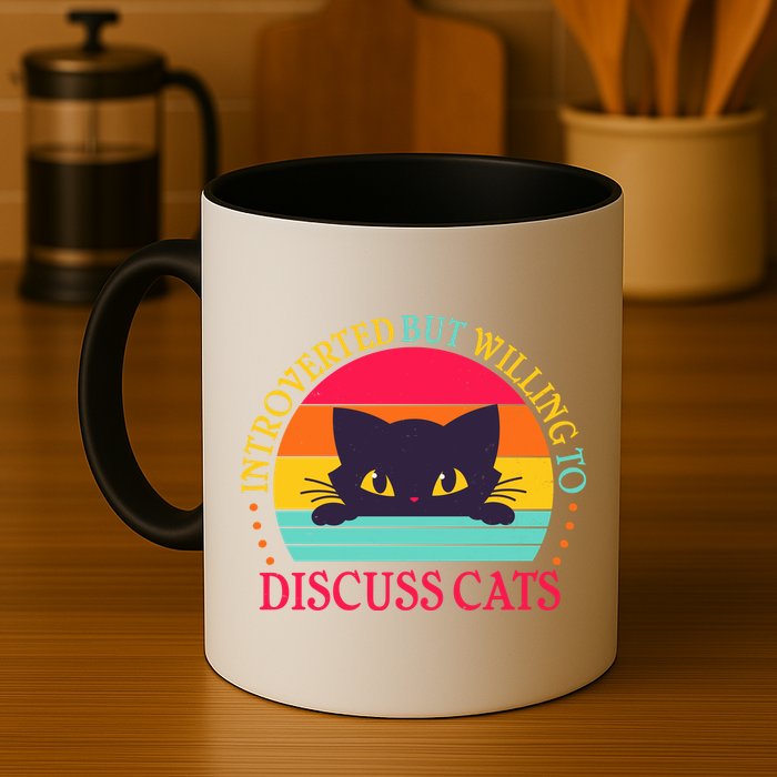 Funny Cute Retro Introverted But Willing To Discuss Cats Mug