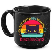 Funny Cute Retro Introverted But Willing To Discuss Cats 15oz Campfire Ceramic Mug