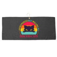 Funny Cute Retro Introverted But Willing To Discuss Cats Large Microfiber Waffle Golf Towel