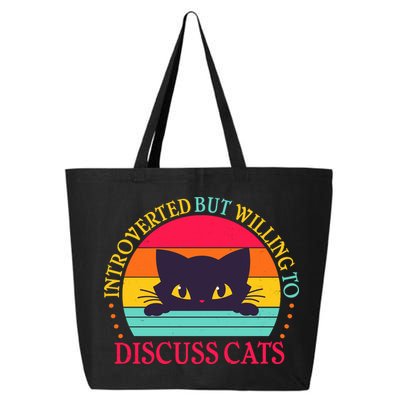 Funny Cute Retro Introverted But Willing To Discuss Cats 25L Jumbo Tote