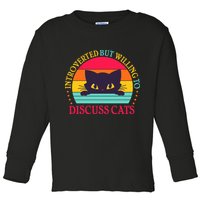 Funny Cute Retro Introverted But Willing To Discuss Cats Toddler Long Sleeve Shirt