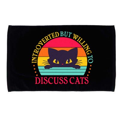 Funny Cute Retro Introverted But Willing To Discuss Cats Microfiber Hand Towel