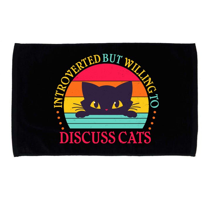 Funny Cute Retro Introverted But Willing To Discuss Cats Microfiber Hand Towel