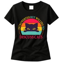 Funny Cute Retro Introverted But Willing To Discuss Cats Womens T-Shirt