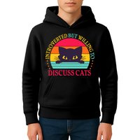 Funny Cute Retro Introverted But Willing To Discuss Cats Kids Hoodie