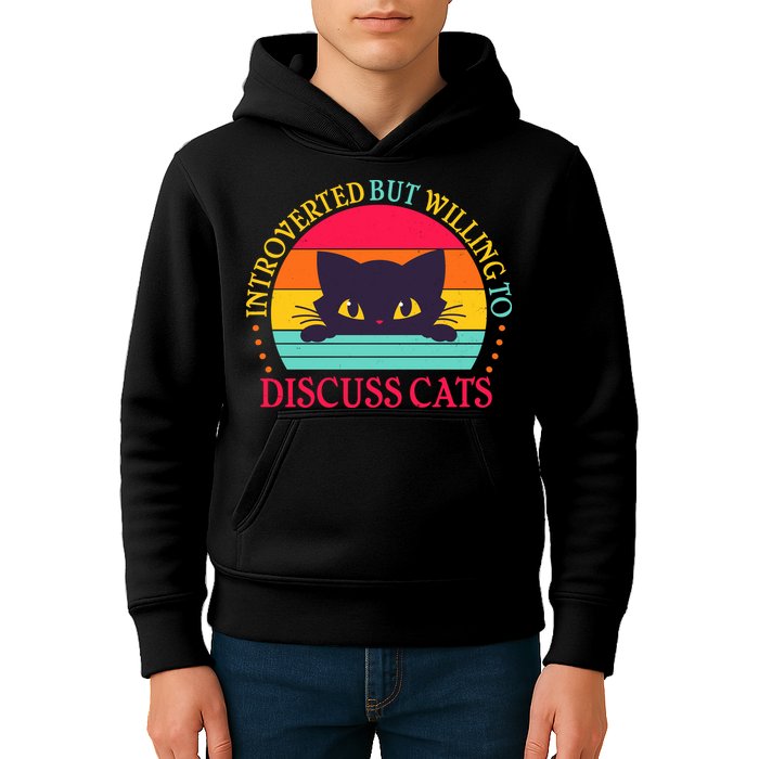 Funny Cute Retro Introverted But Willing To Discuss Cats Kids Hoodie