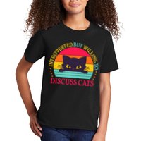 Funny Cute Retro Introverted But Willing To Discuss Cats Kids T-Shirt