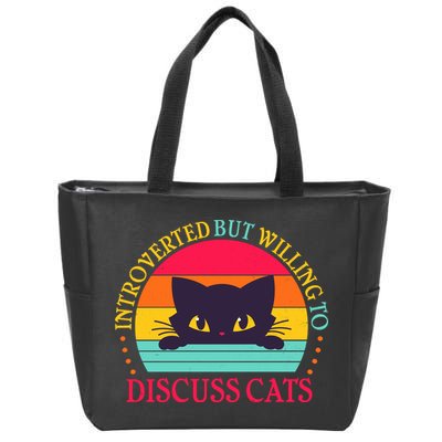Funny Cute Retro Introverted But Willing To Discuss Cats Zip Tote Bag