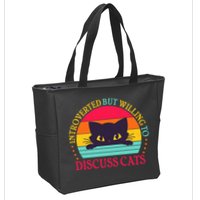 Funny Cute Retro Introverted But Willing To Discuss Cats Zip Tote Bag