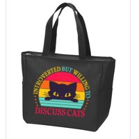 Funny Cute Retro Introverted But Willing To Discuss Cats Zip Tote Bag