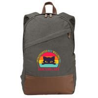 Funny Cute Retro Introverted But Willing To Discuss Cats Cotton Canvas Backpack