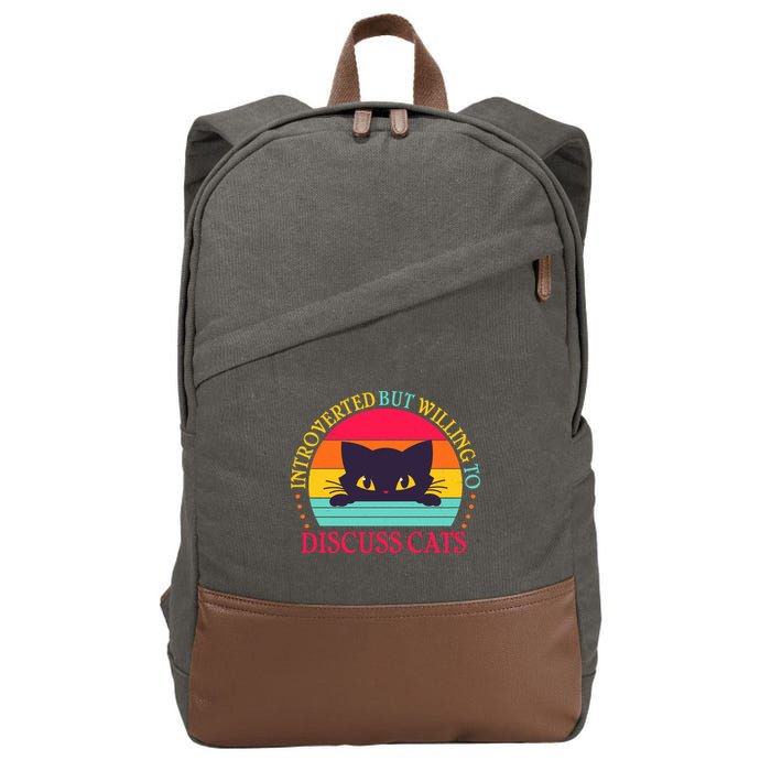 Funny Cute Retro Introverted But Willing To Discuss Cats Cotton Canvas Backpack
