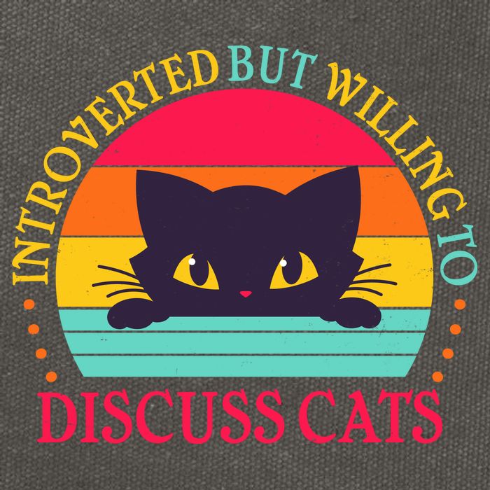 Funny Cute Retro Introverted But Willing To Discuss Cats Cotton Canvas Backpack