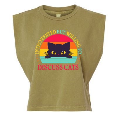 Funny Cute Retro Introverted But Willing To Discuss Cats Garment-Dyed Women's Muscle Tee