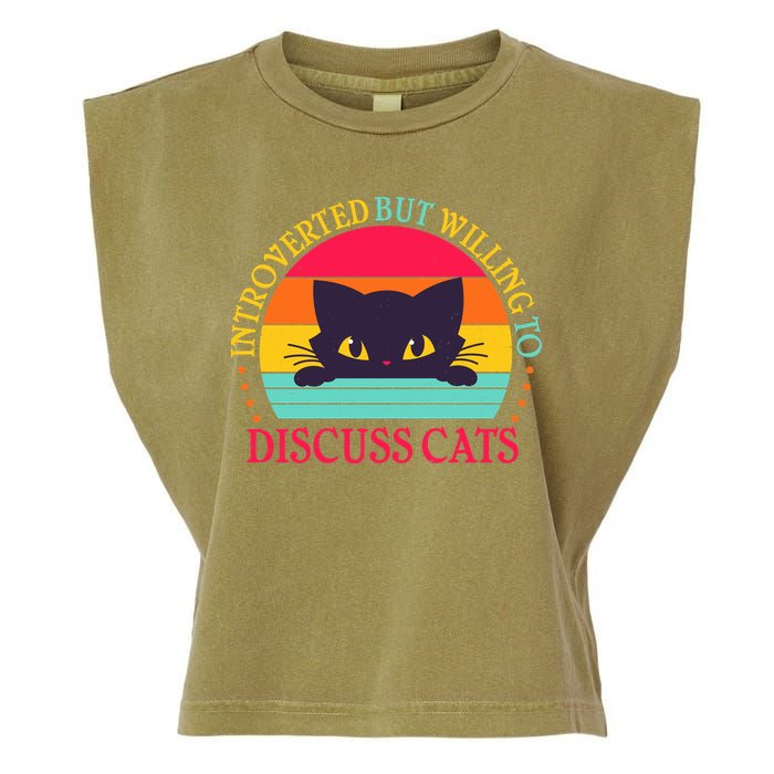 Funny Cute Retro Introverted But Willing To Discuss Cats Garment-Dyed Women's Muscle Tee