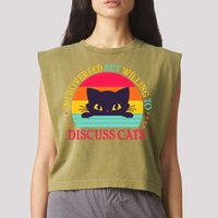 Funny Cute Retro Introverted But Willing To Discuss Cats Garment-Dyed Women's Muscle Tee