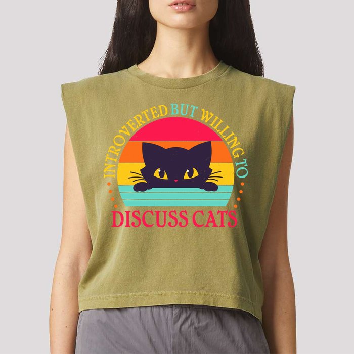 Funny Cute Retro Introverted But Willing To Discuss Cats Garment-Dyed Women's Muscle Tee