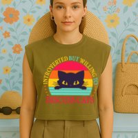 Funny Cute Retro Introverted But Willing To Discuss Cats Garment-Dyed Women's Muscle Tee