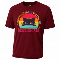 Funny Cute Retro Introverted But Willing To Discuss Cats Cooling Performance Crew T-Shirt