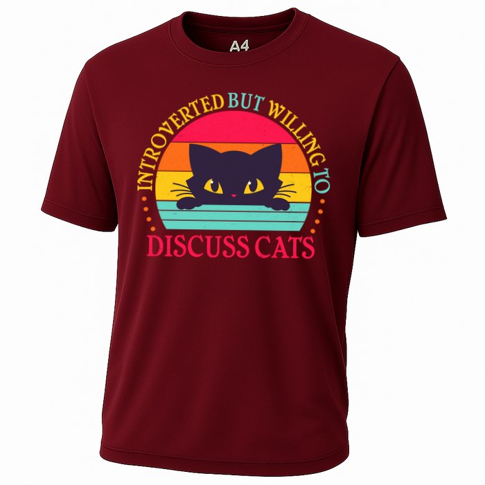 Funny Cute Retro Introverted But Willing To Discuss Cats Cooling Performance Crew T-Shirt